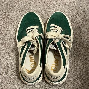 Sam Edelman Forest Green Sneakers with Cream Accents